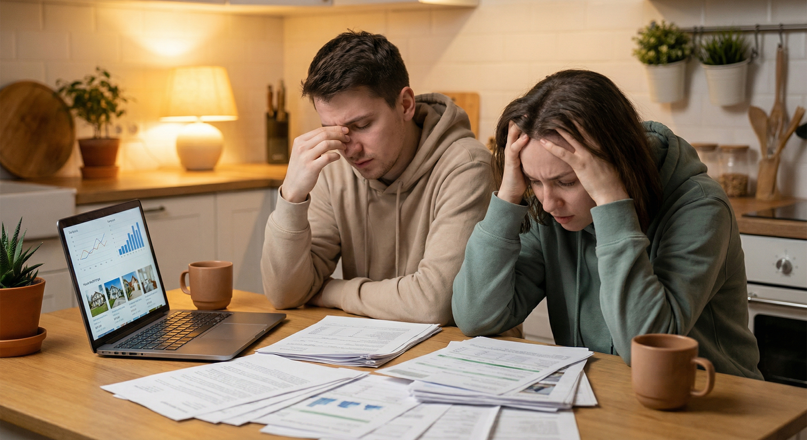 Young couple looking at a home for sale, representing the housing affordability crisis facing American buyers